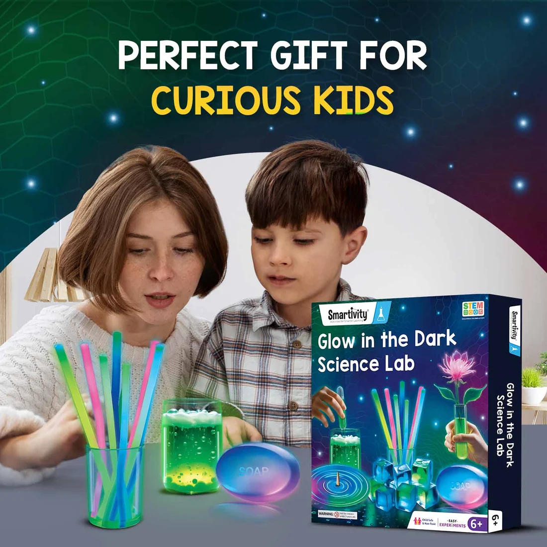 Glow In The Dark DIY STEAM Kit | 20 Glowsome Experiments | Make Glow Soaps and Lava Lamps | 6 + Years