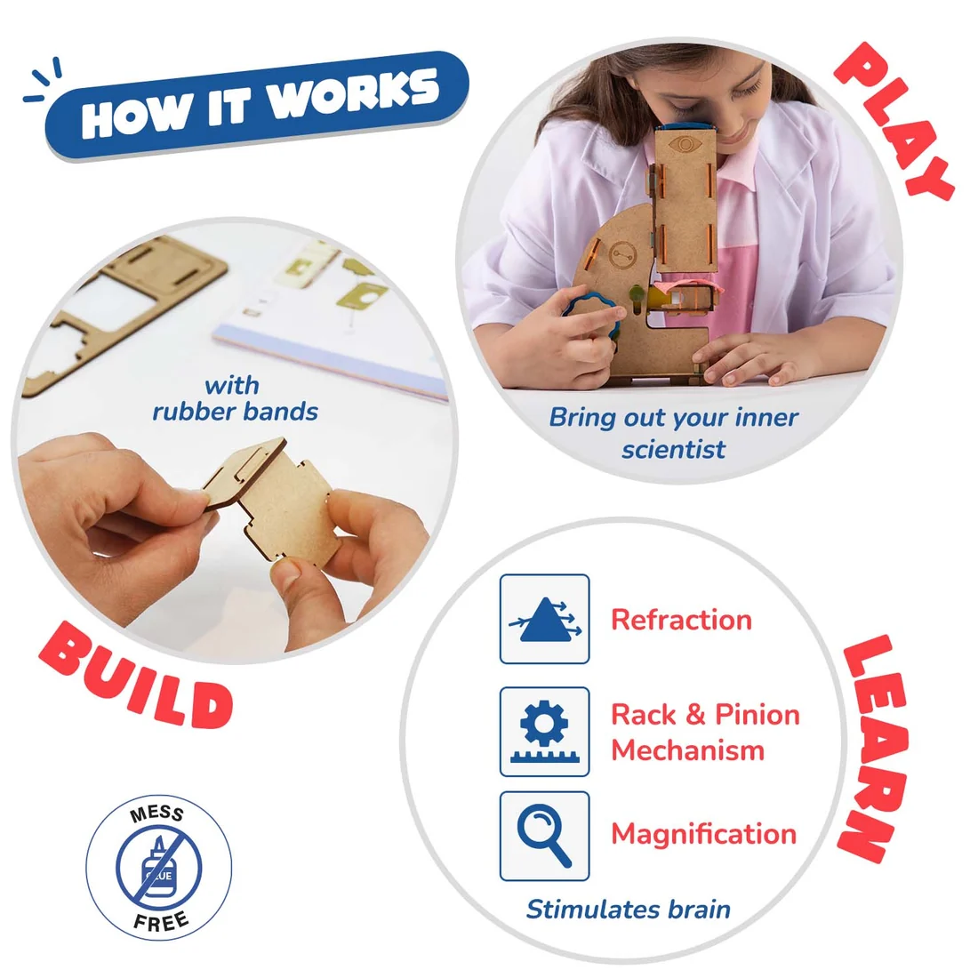 Microscope | Build-It-Yourself STEAM Kit | 100x Magnification | 8 + Years