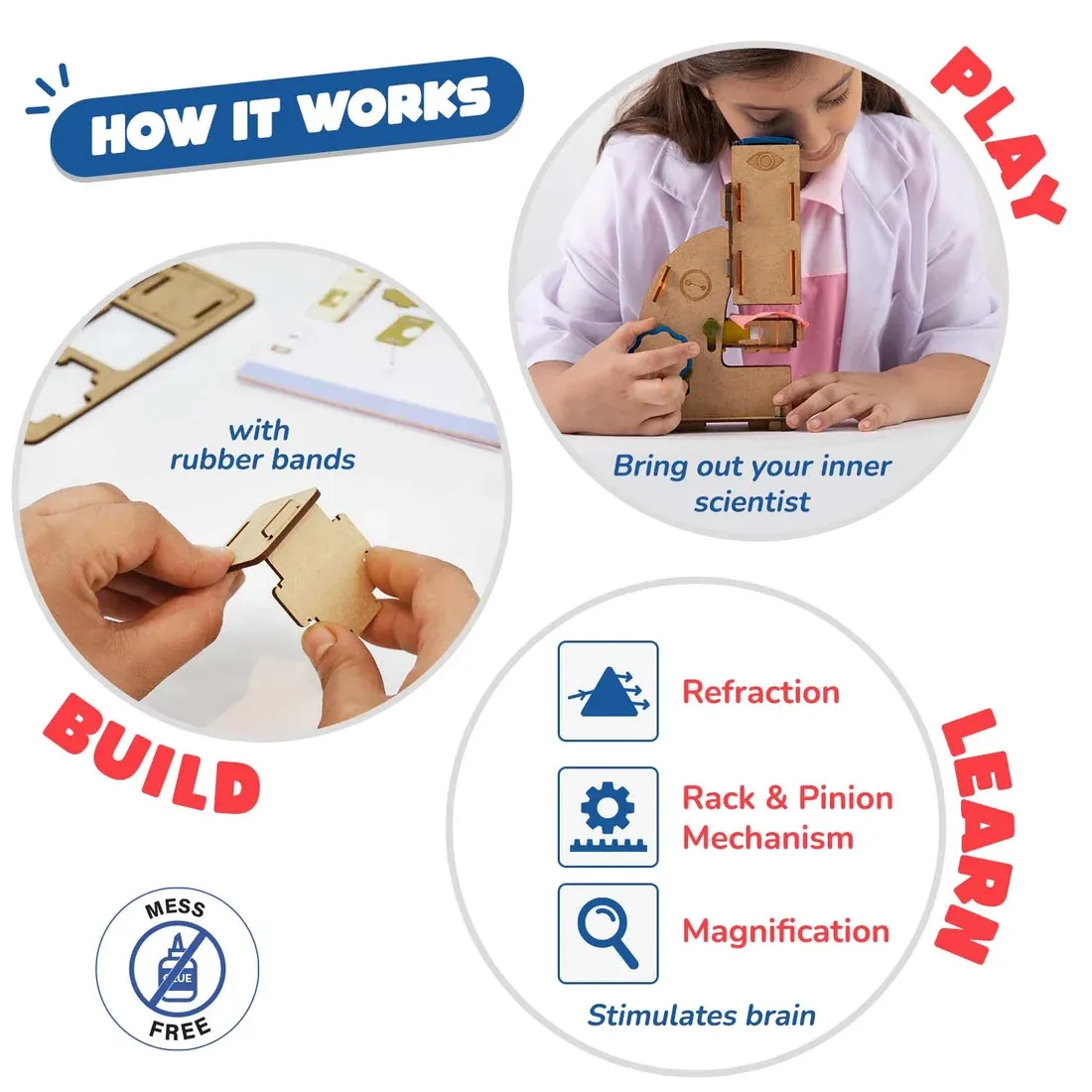 Microscope | Build-It-Yourself STEAM Kit | 100x Magnification | 8 + Years