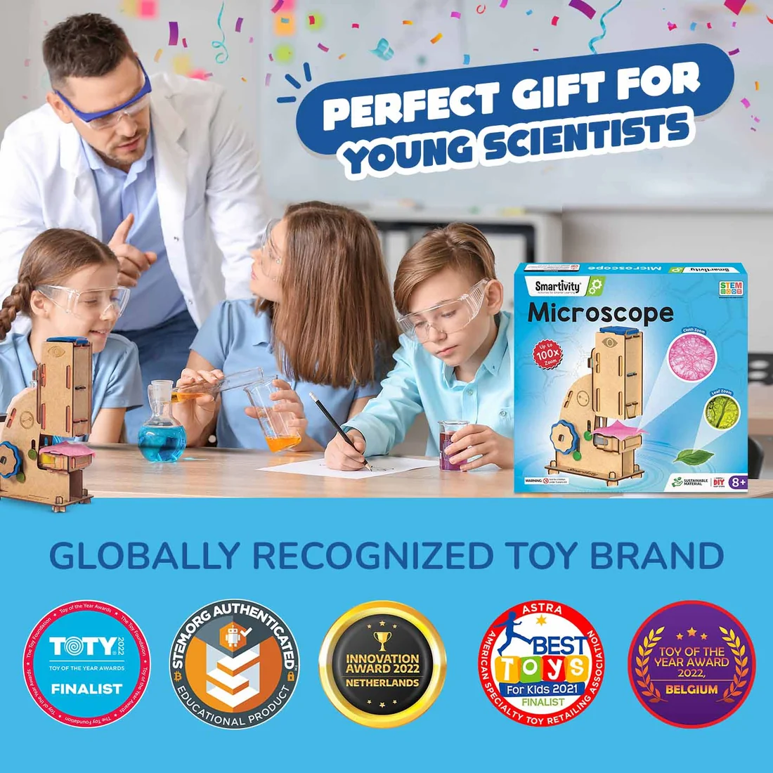 Microscope | Build-It-Yourself STEAM Kit | 100x Magnification | 8 + Years