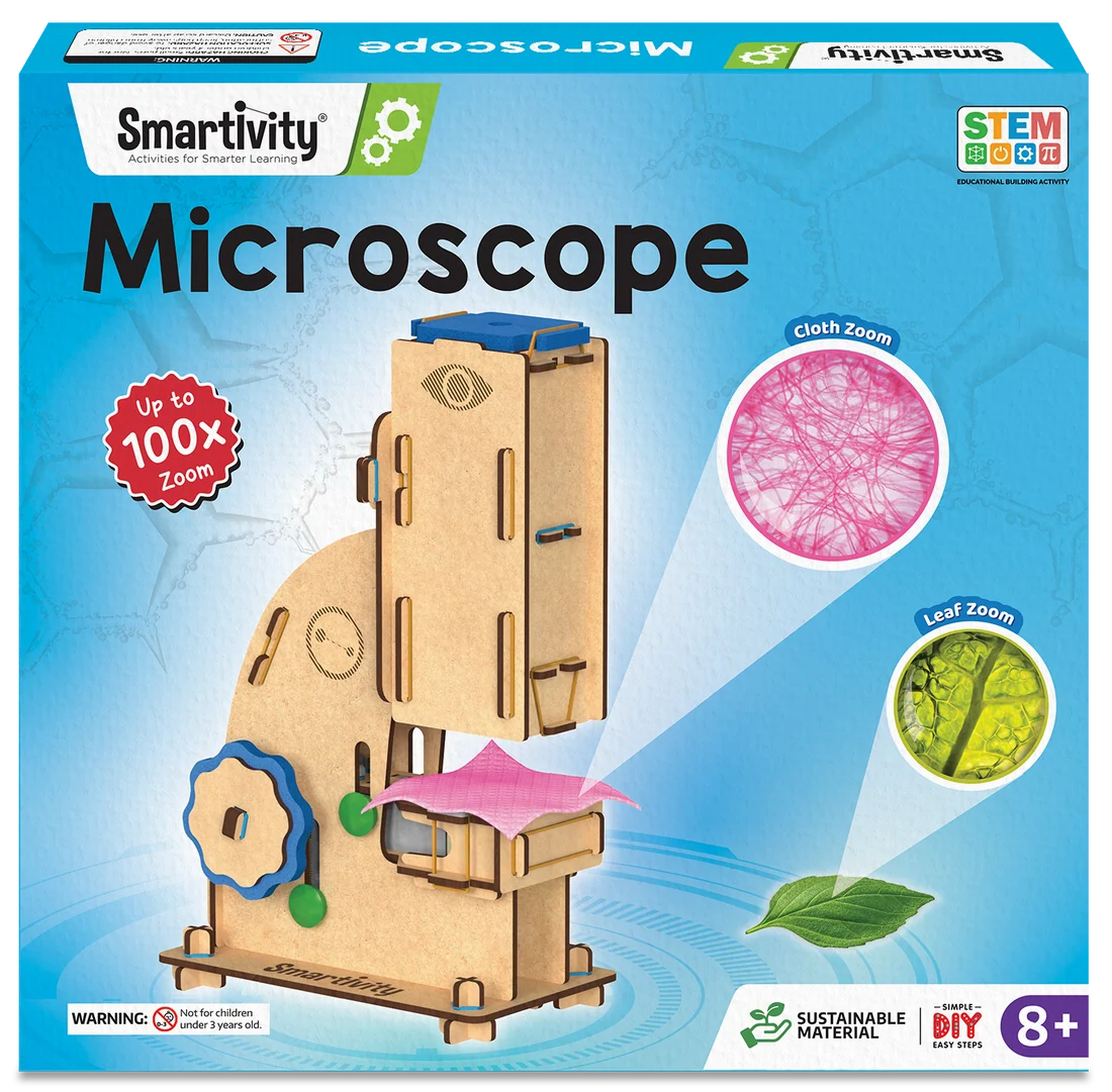 Microscope | Build-It-Yourself STEAM Kit | 100x Magnification | 8 + Years