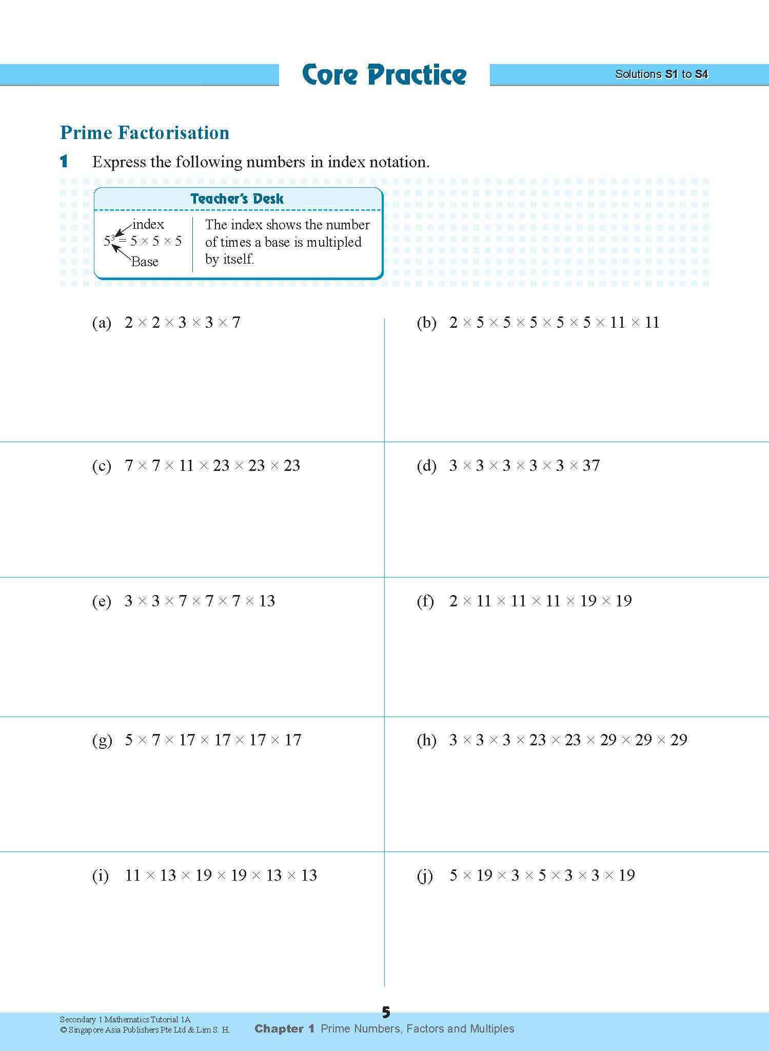 Secondary 1 Mathematics Tutorial 1A [G3]