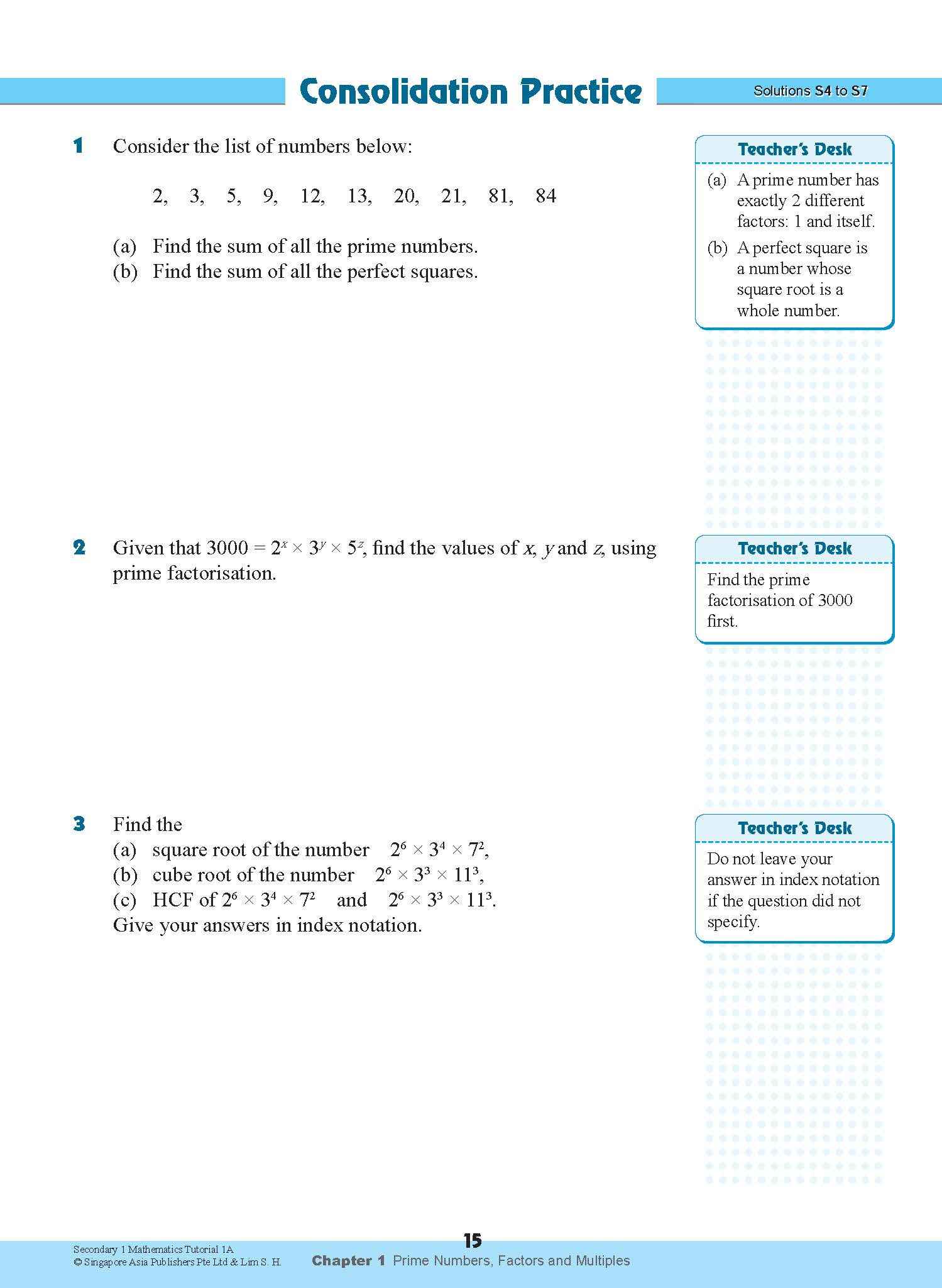 Secondary 1 Mathematics Tutorial 1A [G3]