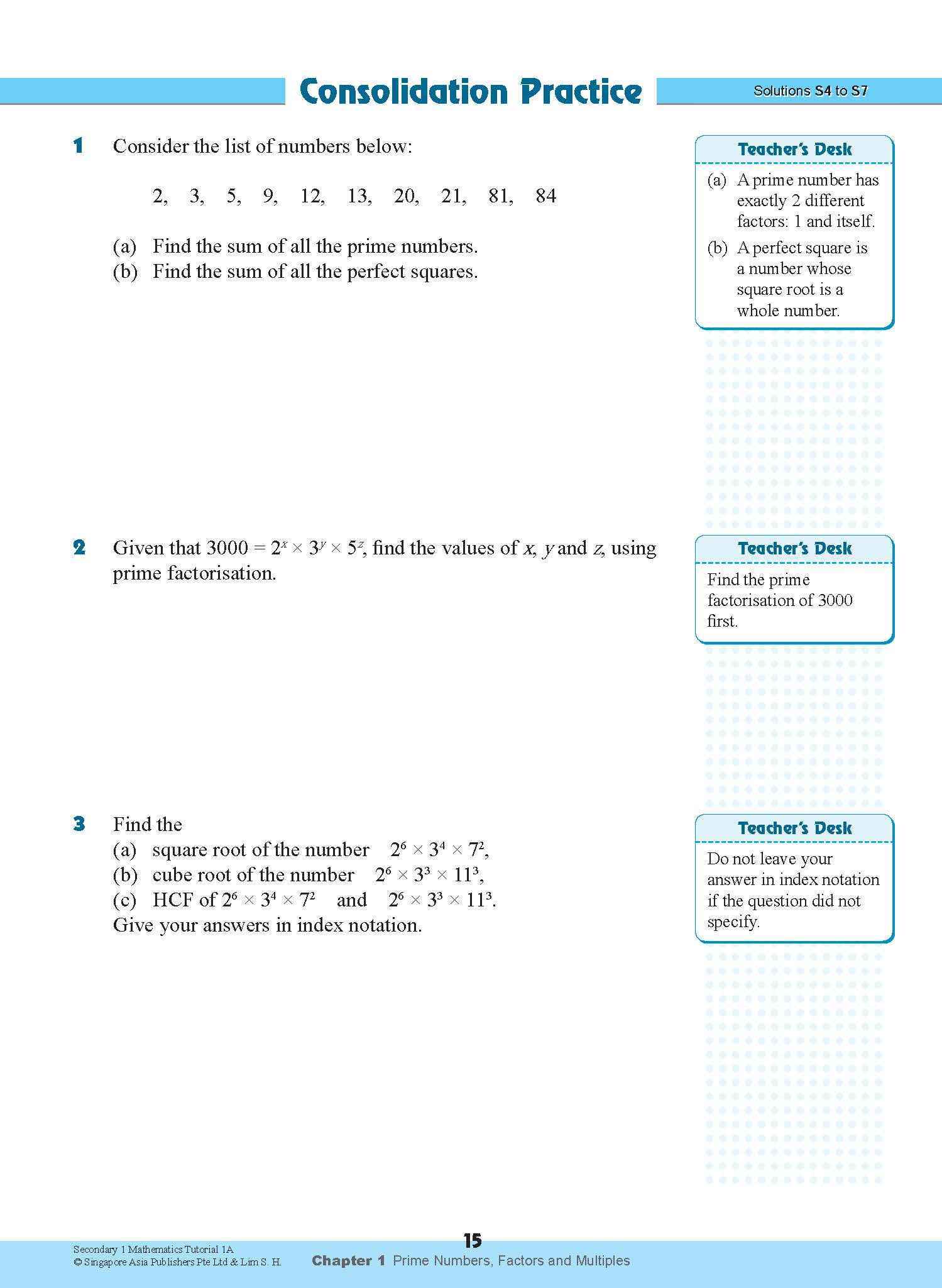 Secondary 1 Mathematics Tutorial 1A [G3]