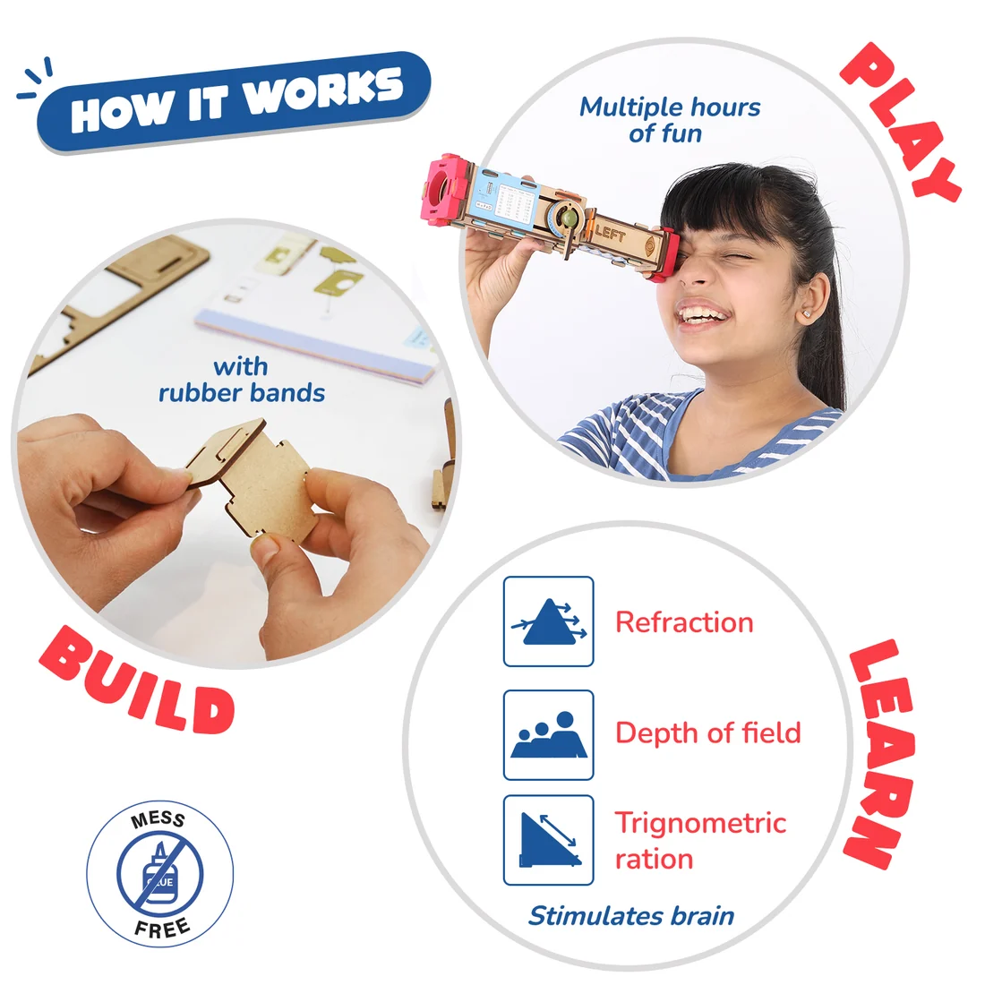 Telescope | Build-It-Yourself STEAM Kit | 8x Magnification | 8 + Years