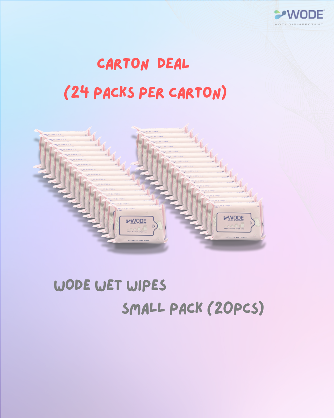 [Copy]WODE Wet Wipes, 20pcs (Carton Deal of 24packs)