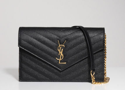 【2024】YSL Saint Laurent なし☆YSL モノグラム エンベロープ チェーンウォレット