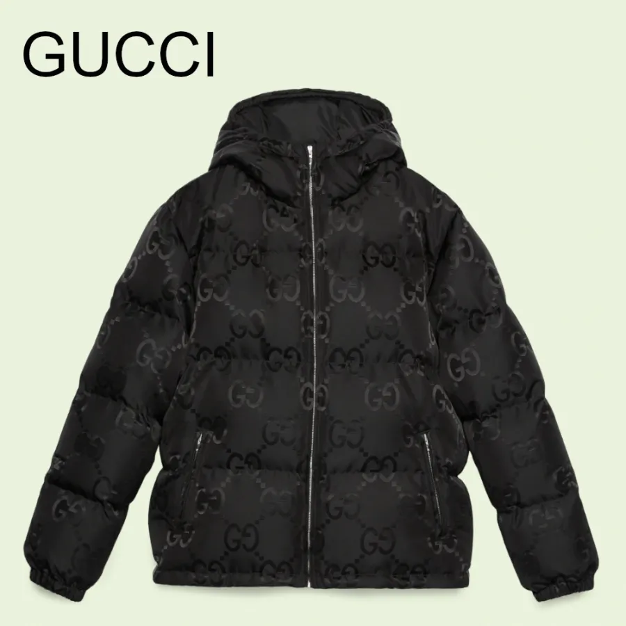 GUCCI GG パターン フロントボタン ダウンジャケット ブラック    241016