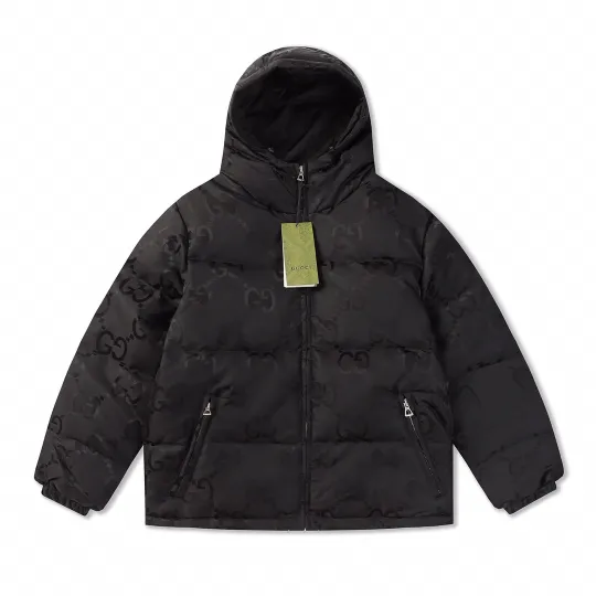 GUCCI GG パターン フロントボタン ダウンジャケット ブラック    241016