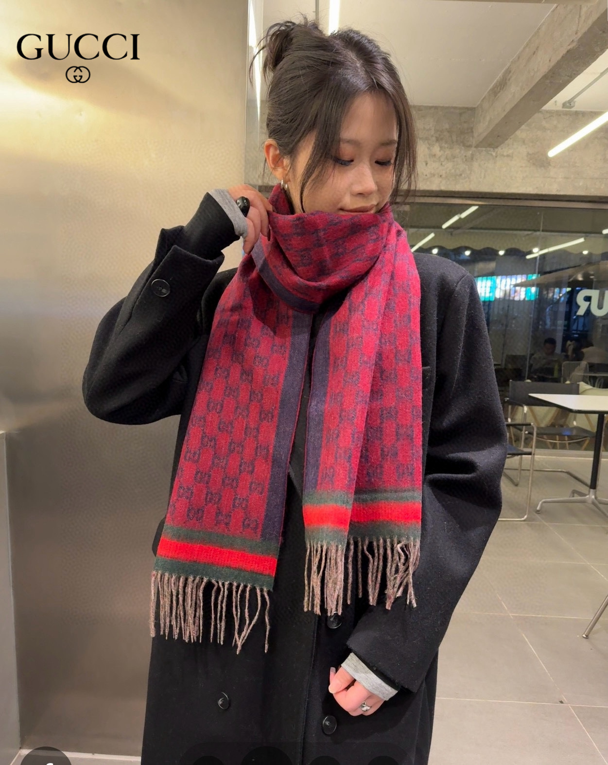 【GUCCI グッチ】スカーフ  32*210CM  241209