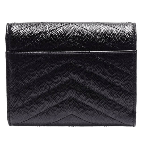 YSL 【SAINT LAURENT】モノグラム スモール エンベロープウォレット（グレイン ド プードル／エンボスレザー）