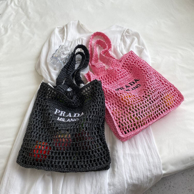 【2024】PRAD/A夏のくり抜きラフィアトルテバッグ、海辺の休日ストローバッグ【50%OFF送料無料】