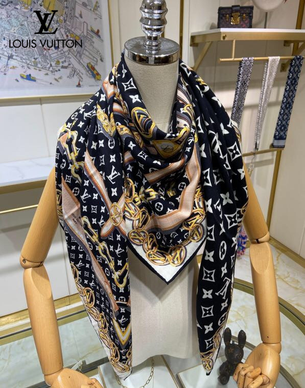 【2024】【LV Louis Vuitton ルイ·ヴィトン】オートクチュール ファッション トランジショナル カラー ロング ビアード スカーフ140*140CM