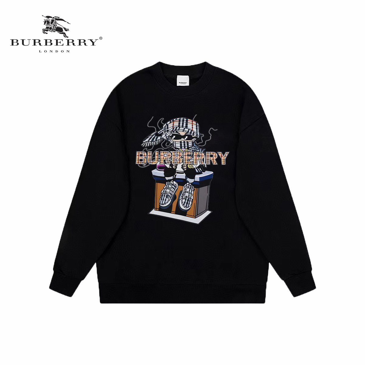 【BURBERRY  公式旗艦店】バーバリー 丸首の衛衣  パーカー ウェットご好評に付き再入荷  240809