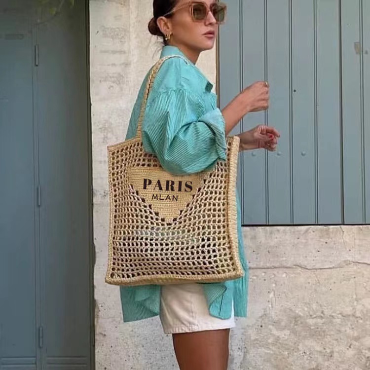 【2024】PRAD/A夏のくり抜きラフィアトルテバッグ、海辺の休日ストローバッグ【50%OFF送料無料】