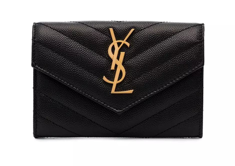 YSL 【SAINT LAURENT】モノグラム スモール エンベロープウォレット（グレイン ド プードル／エンボスレザー）