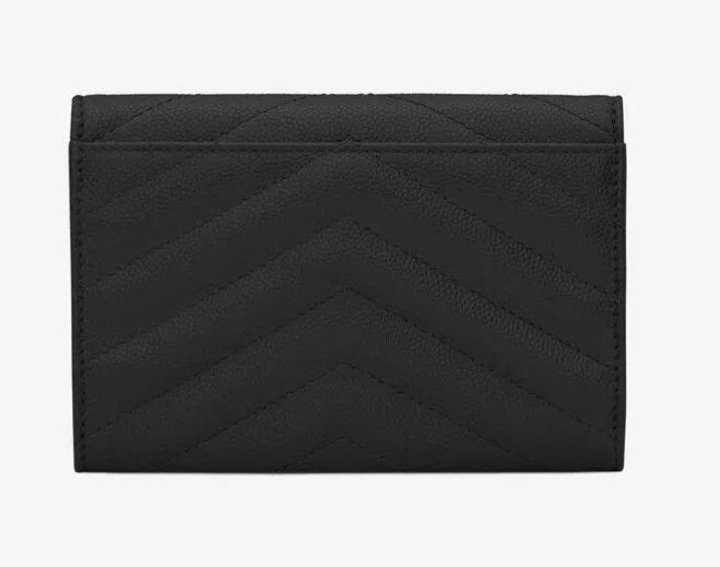 SAINT LAURENT YSL 小文字のロゴグレインエンボスレザー封筒ウォレット