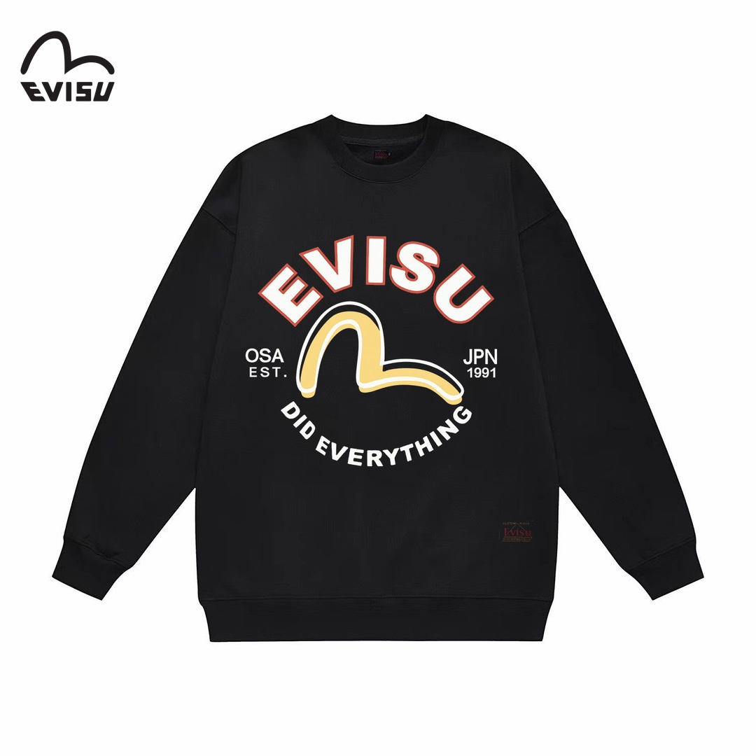 【EVISU 公式旗艦店】エヴィス 丸首の衛衣 スウェット ご好評に付き再入荷 240816