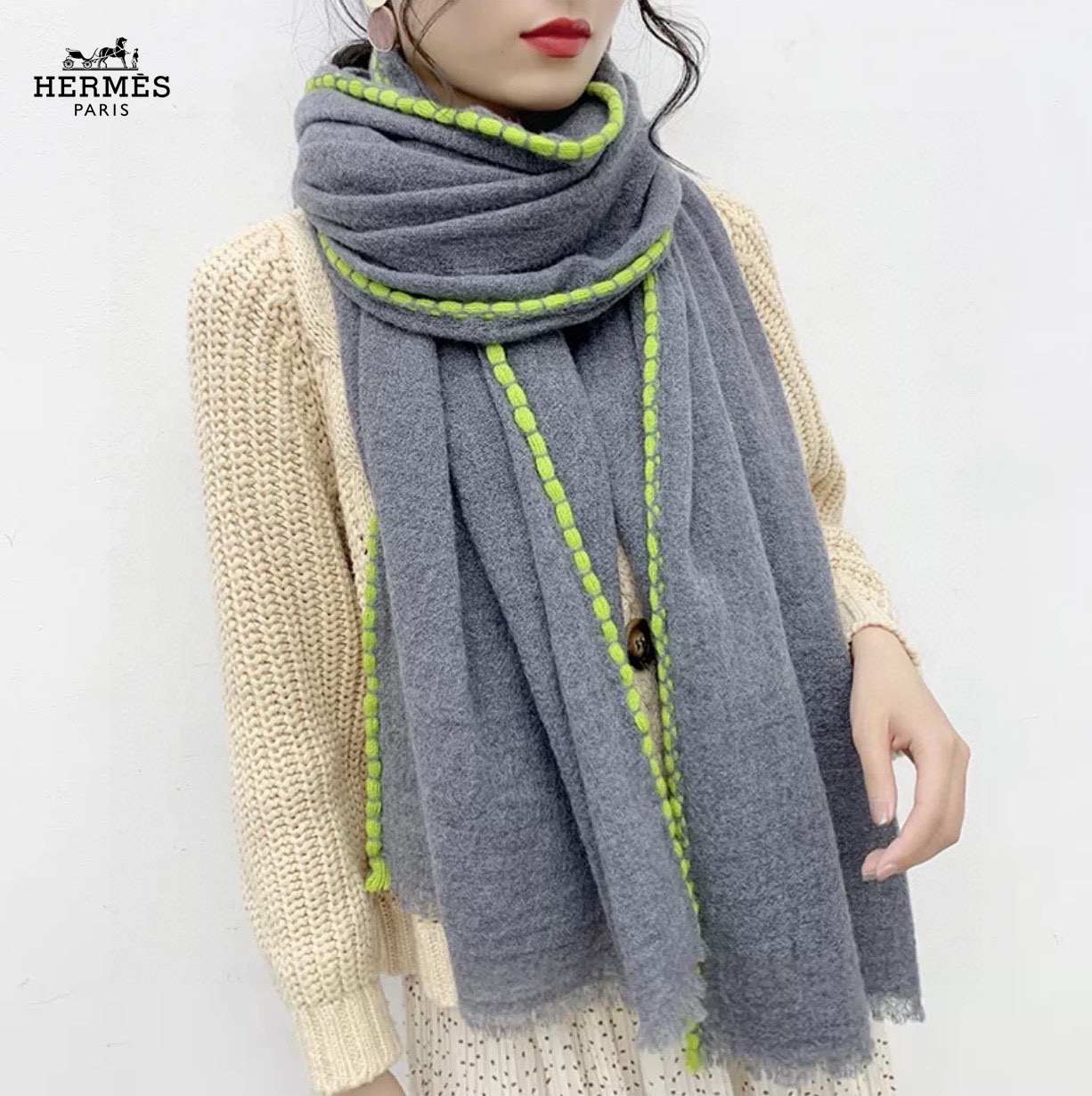 【HERMES エルメス 】スカーフ   180*70CM  241109