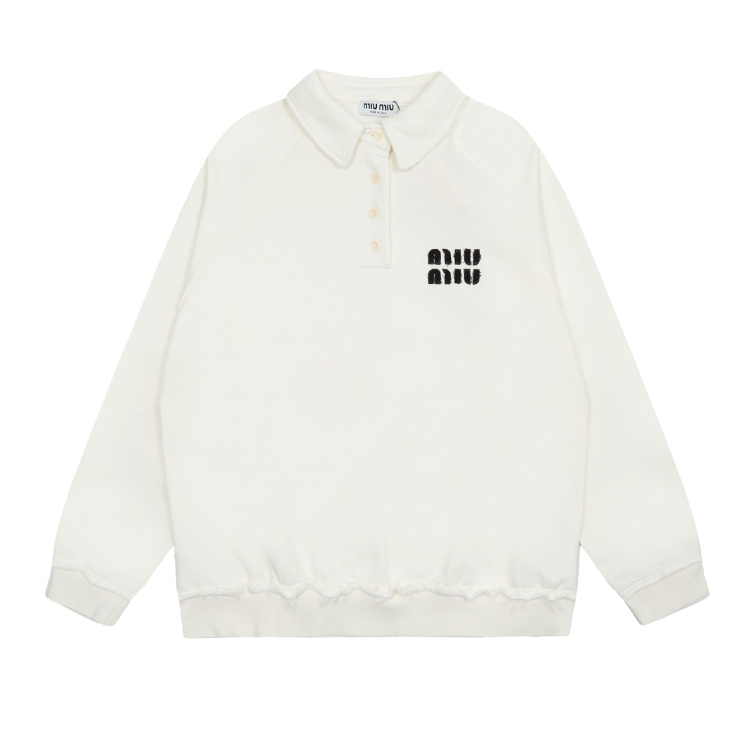 【Miumiu 公式旗艦店】ミュウミュウ  丸首の衛衣 スウェット ご好評に付き再入荷！241122