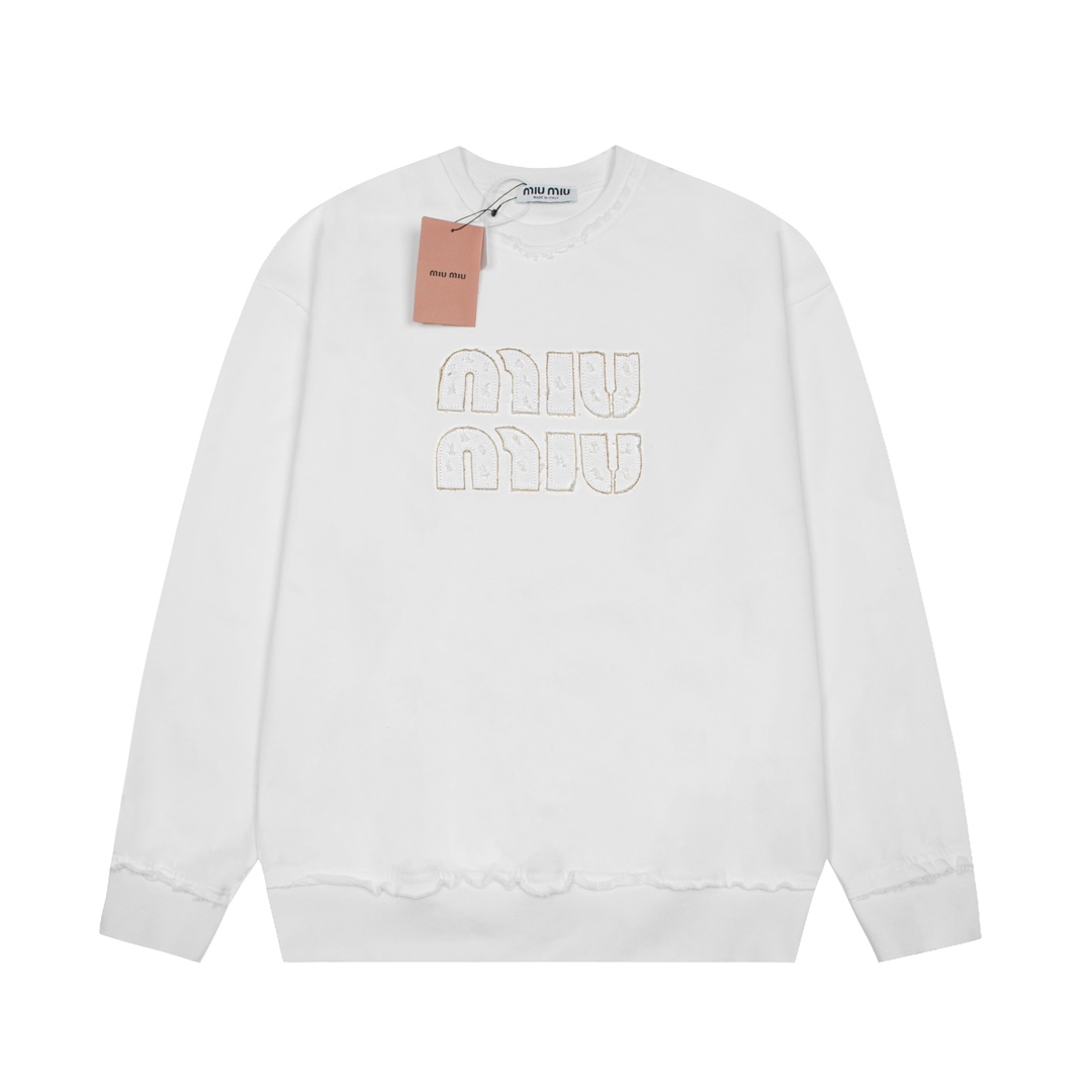 【Miumiu 公式旗艦店】ミュウミュウ  丸首の衛衣  スウェット ご好評に付き再入荷！241122