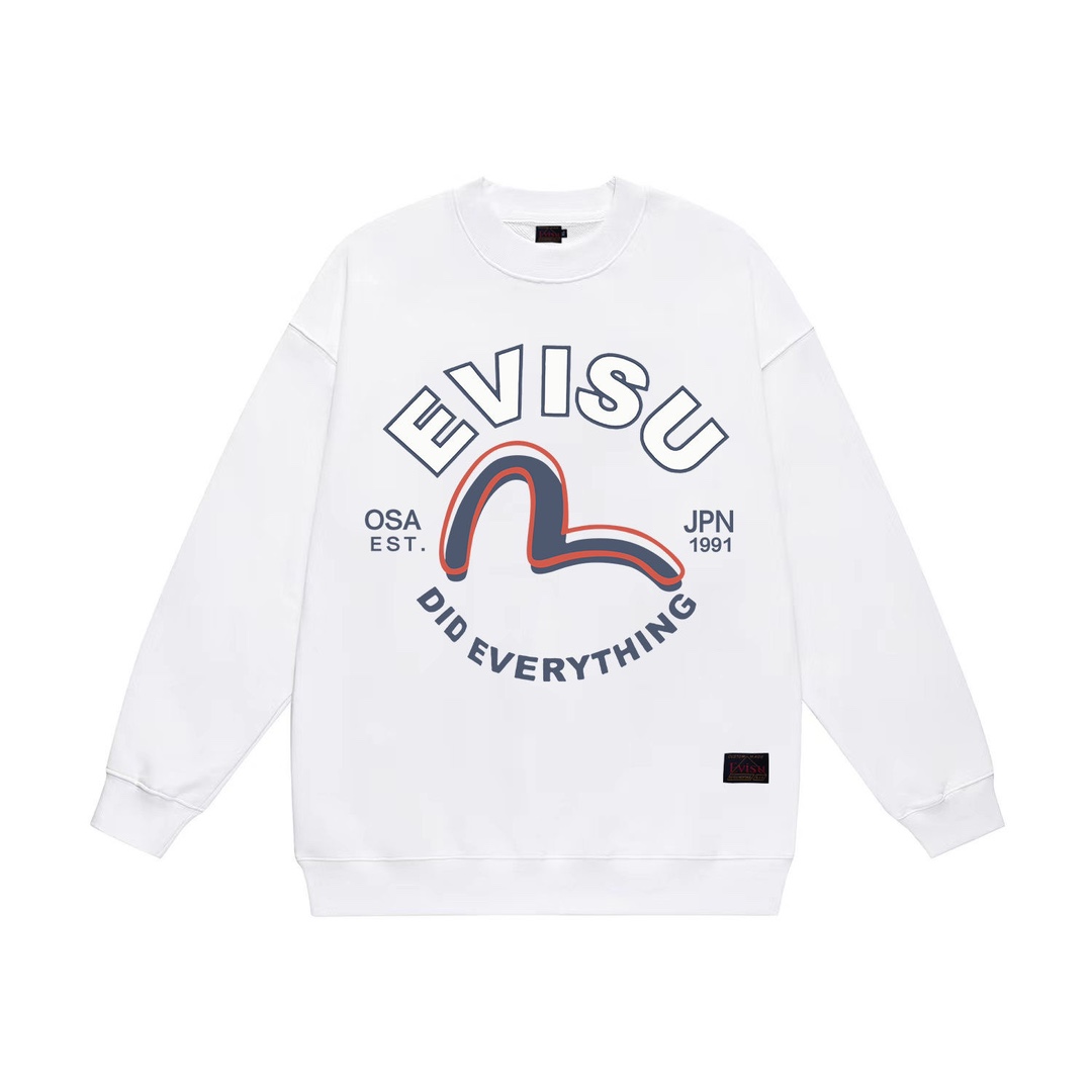【EVISU 公式旗艦店】エヴィス 丸首の衛衣 スウェット ご好評に付き再入荷 240816