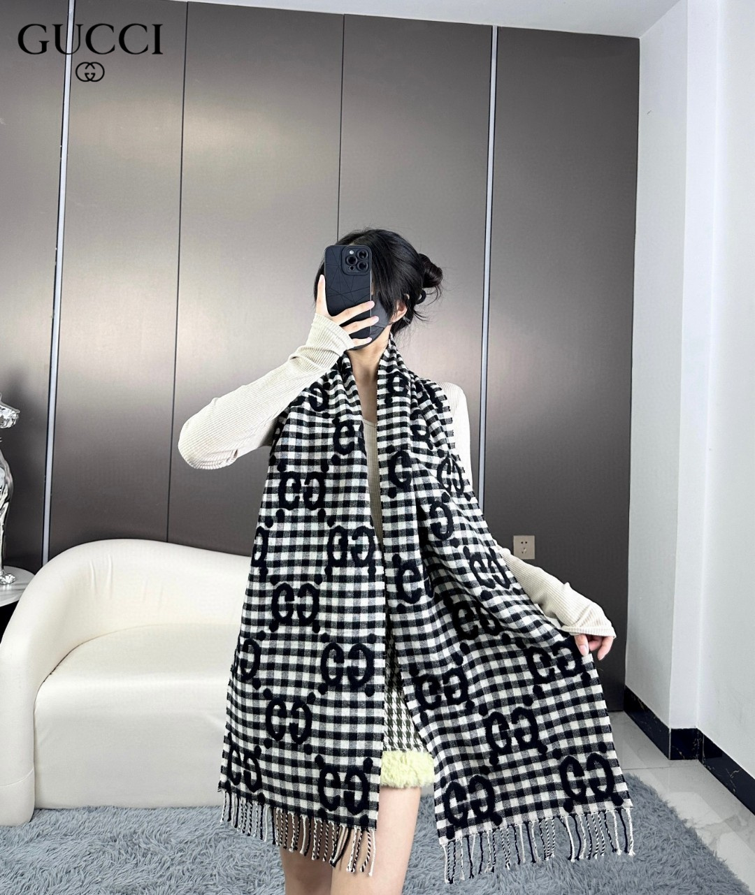 【GUCCI グッチ】スカーフ35*220CM  241108