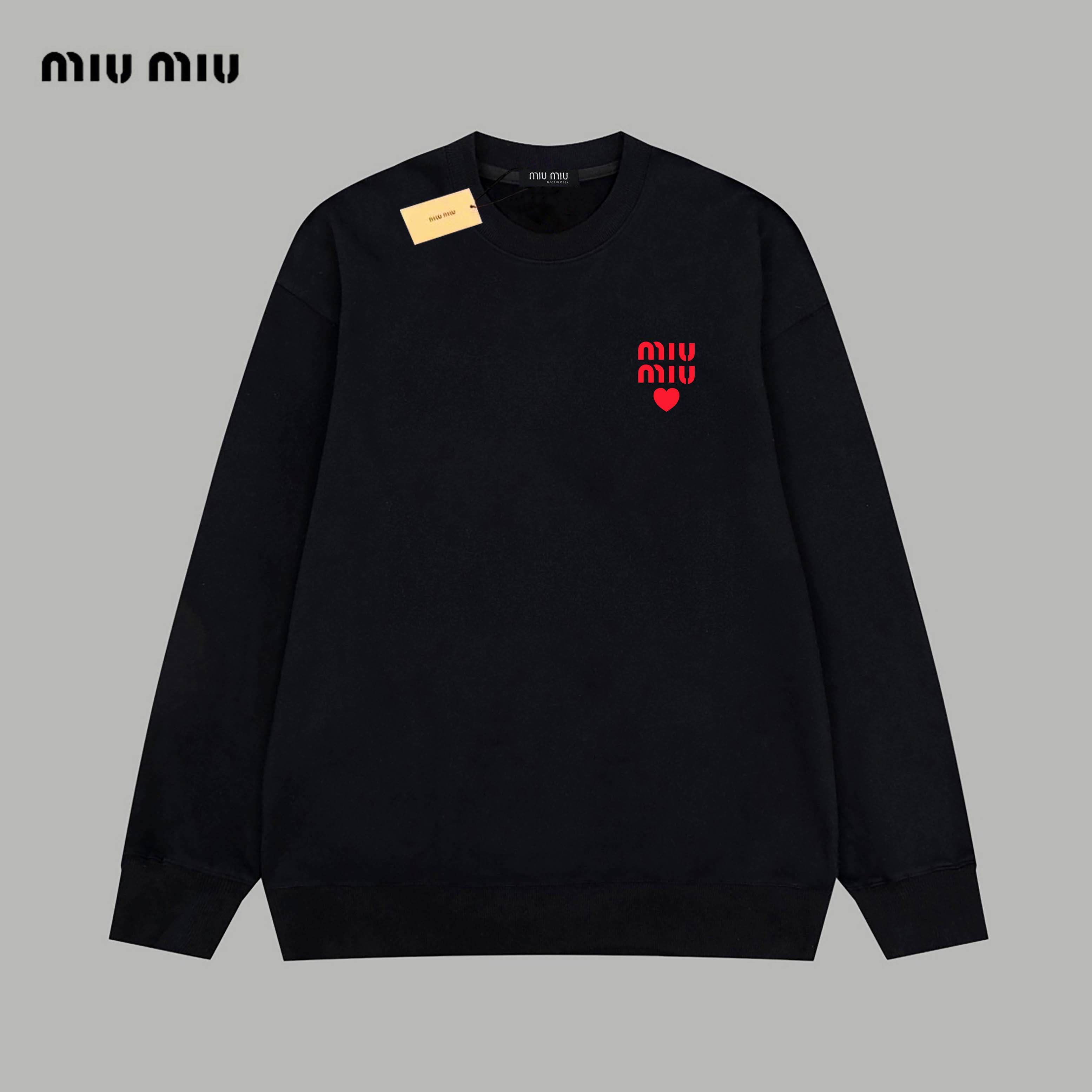 【Miumiu 公式旗艦店】ミュウミュウ  丸首の衛衣 スウェット ご好評に付き再入荷！241122