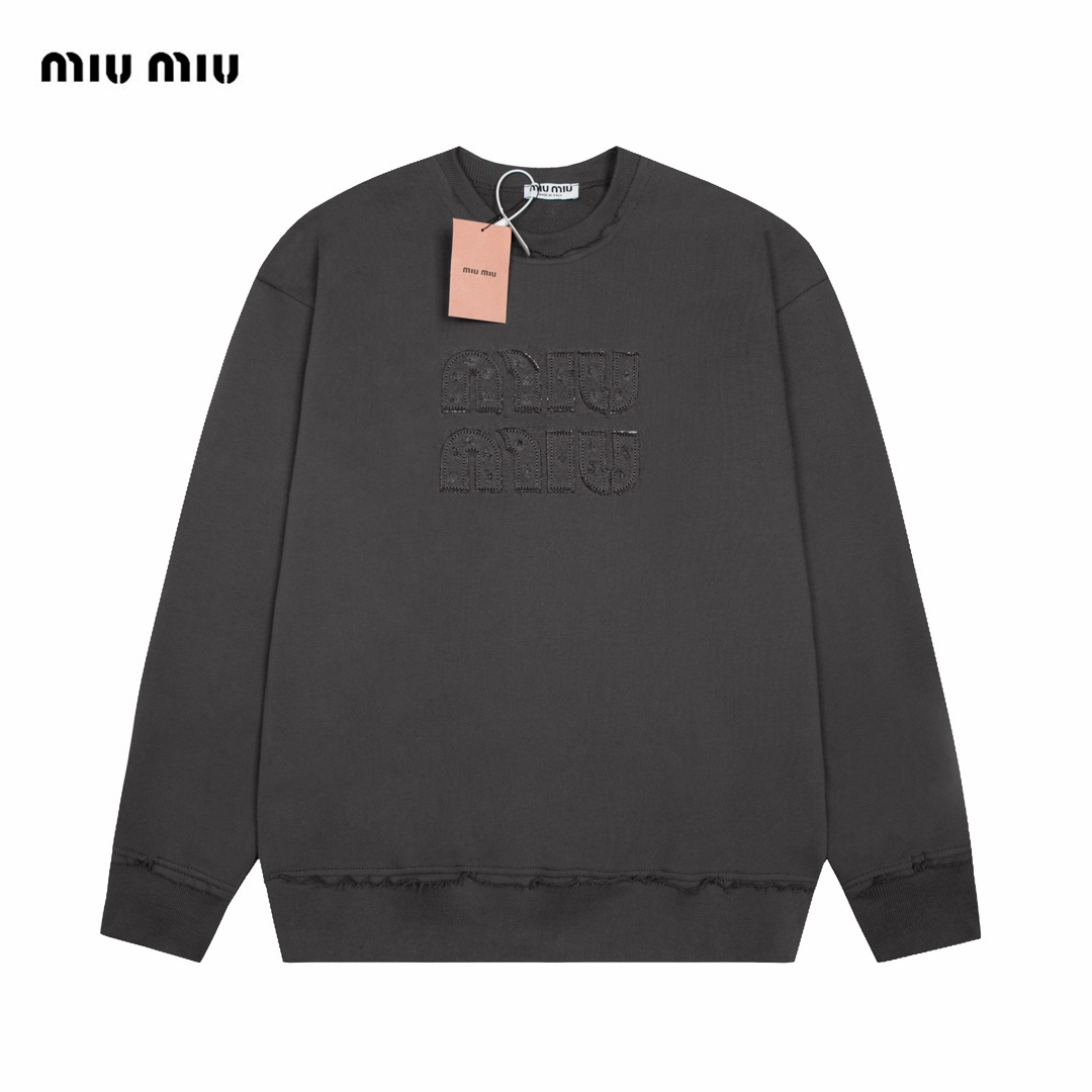 【Miumiu 公式旗艦店】ミュウミュウ  丸首の衛衣  スウェット ご好評に付き再入荷！241122