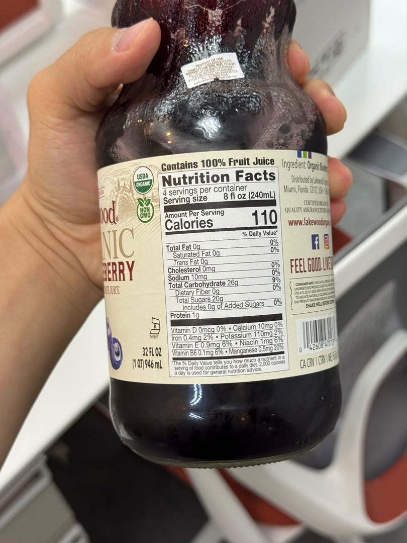 LAKEWOOD ORGANIC PURE BLUEBERRY JUICE 946ML X2