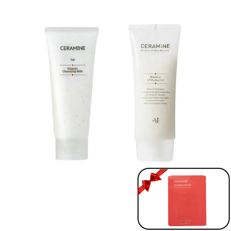 CERAMINE F - BOTANICAL PEELING GEL & VITAMIN CLEANSING MILK 