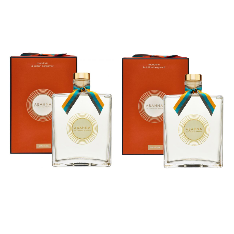 ABAHNA MANDARIN & SICILIAN BERGAMOT LUXURY BATH FOAM DECANTER 500ML X2