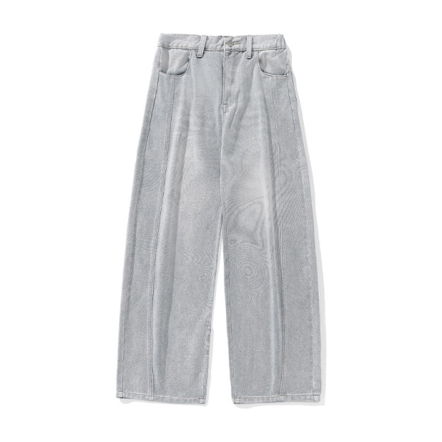 Men's American Vintage Washed Denim Jeans – Loose Fit Tapered Panel Pants