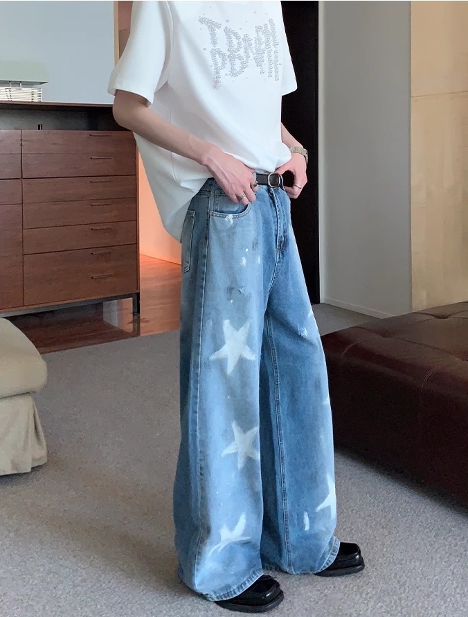 【セレブレーションモデル ✨🌟】ORIGINAL VINTAGE DENIM JEANS: PAINT GRAFFITI STAR STRAIGHT LOOSE DG0081313