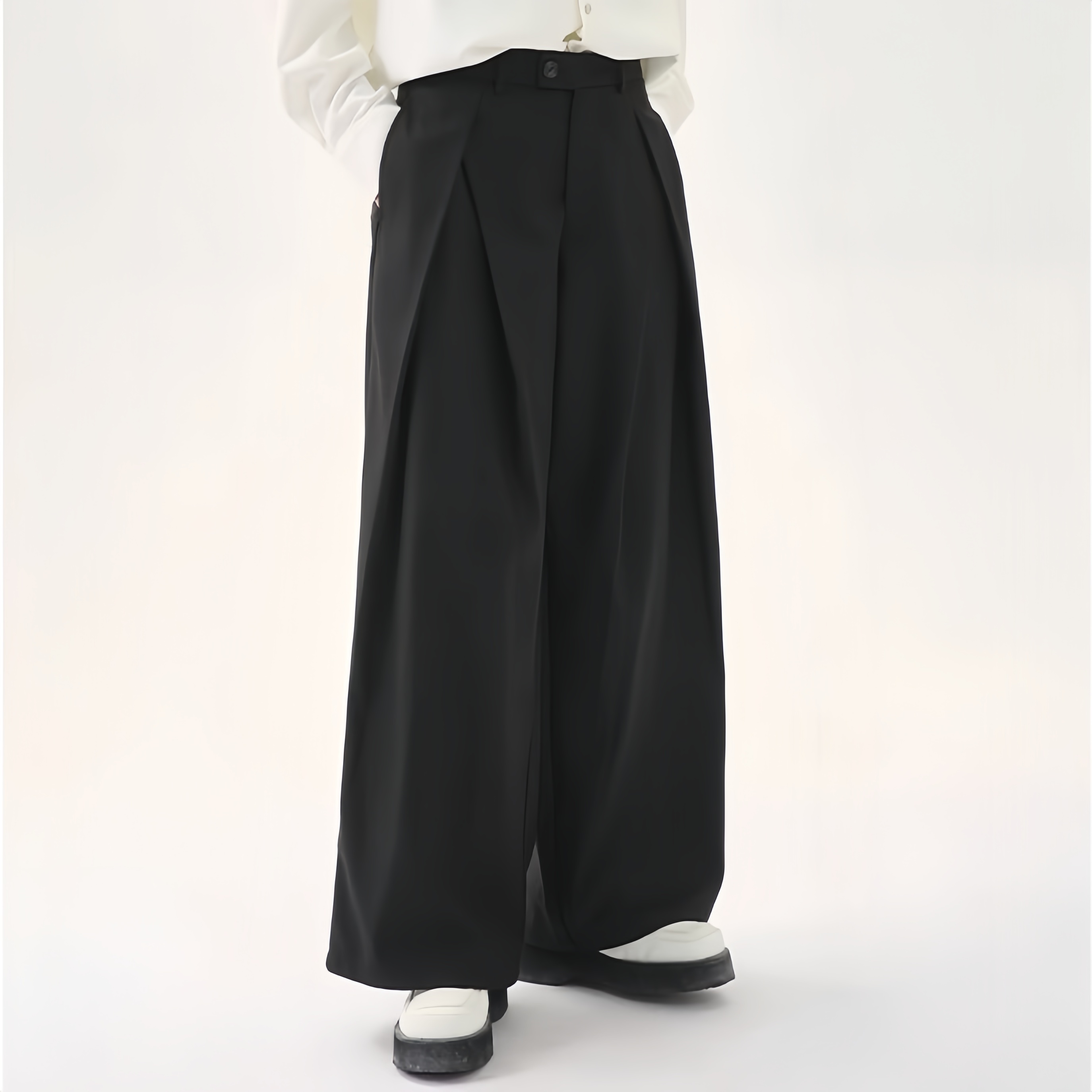 【数量限定価格🔥】CASUAL SOLID DESIGNER PLEATED STRAIGHT TROUSERS DG008142