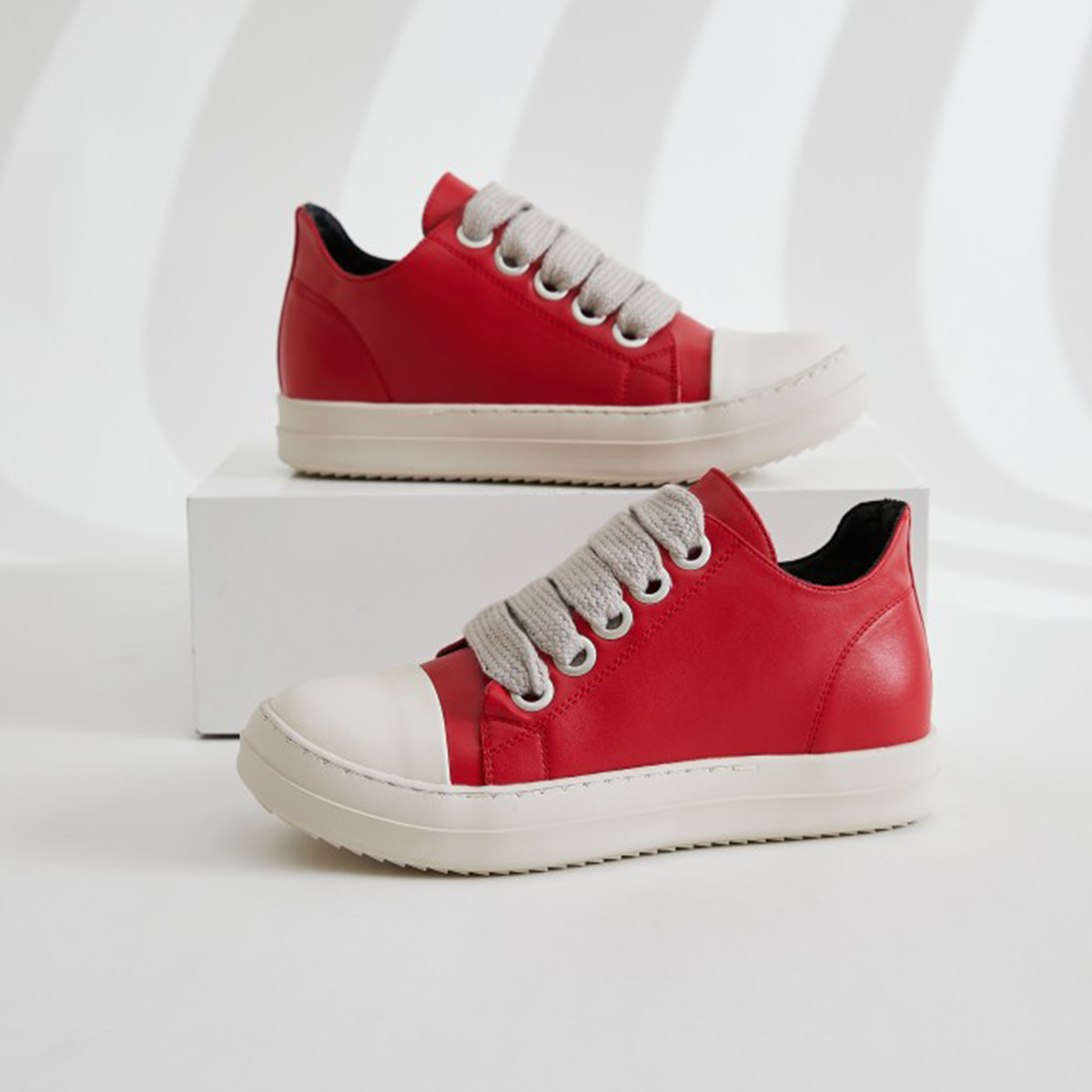 【3color】DESIGN - FORWARD LEATHER MENS SNEAKERS, ROUND - TOE DG008163