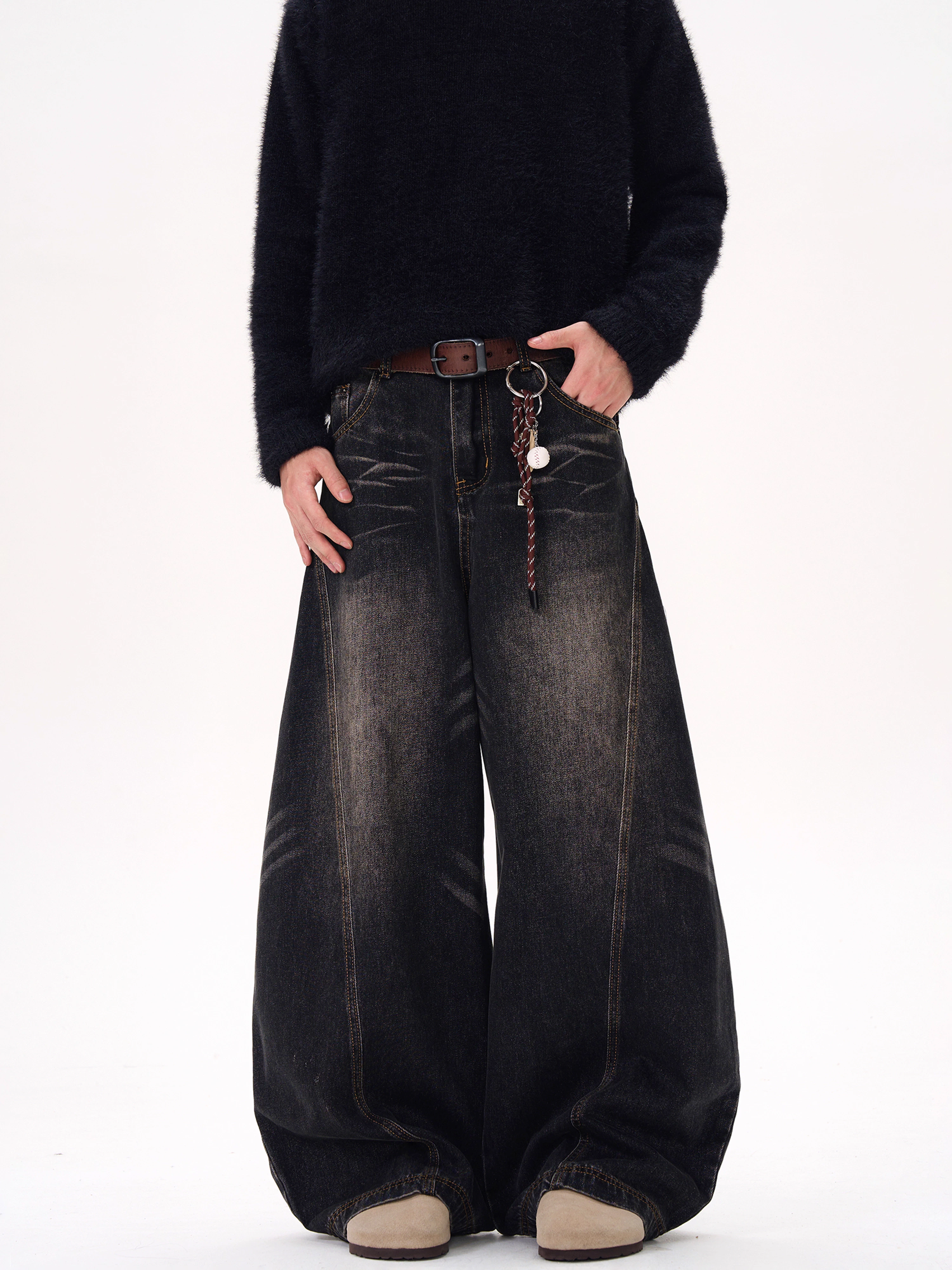 【😎保存数 No.1/UNISEX】 VINTAGE BLACK TAPERED JEANS DG008191