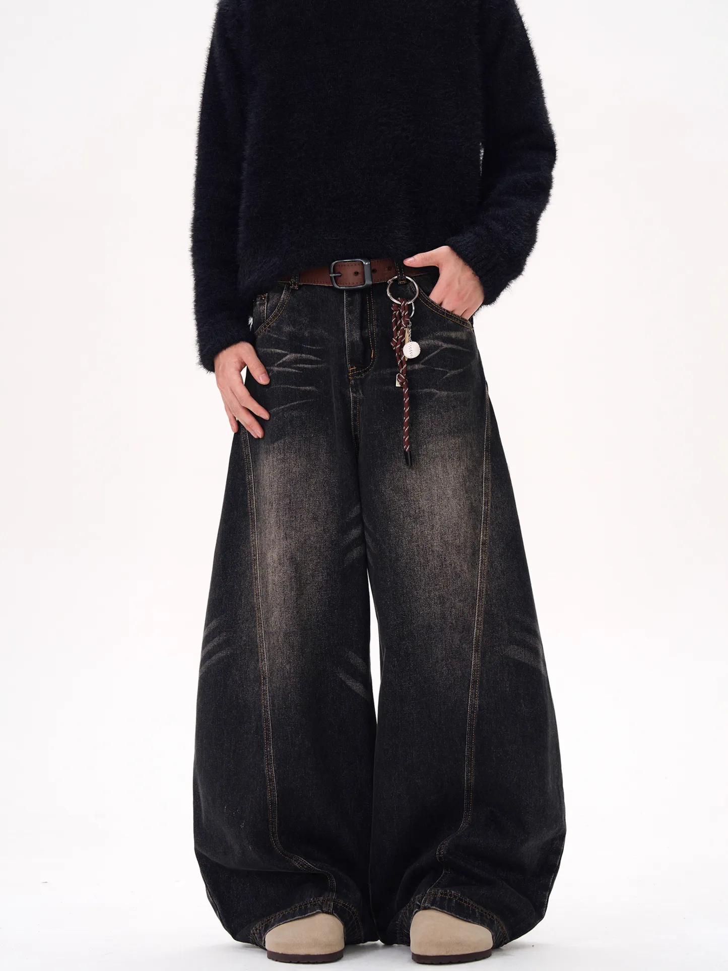 【😎保存数 No.1/UNISEX】 VINTAGE BLACK TAPERED JEANS DG008191