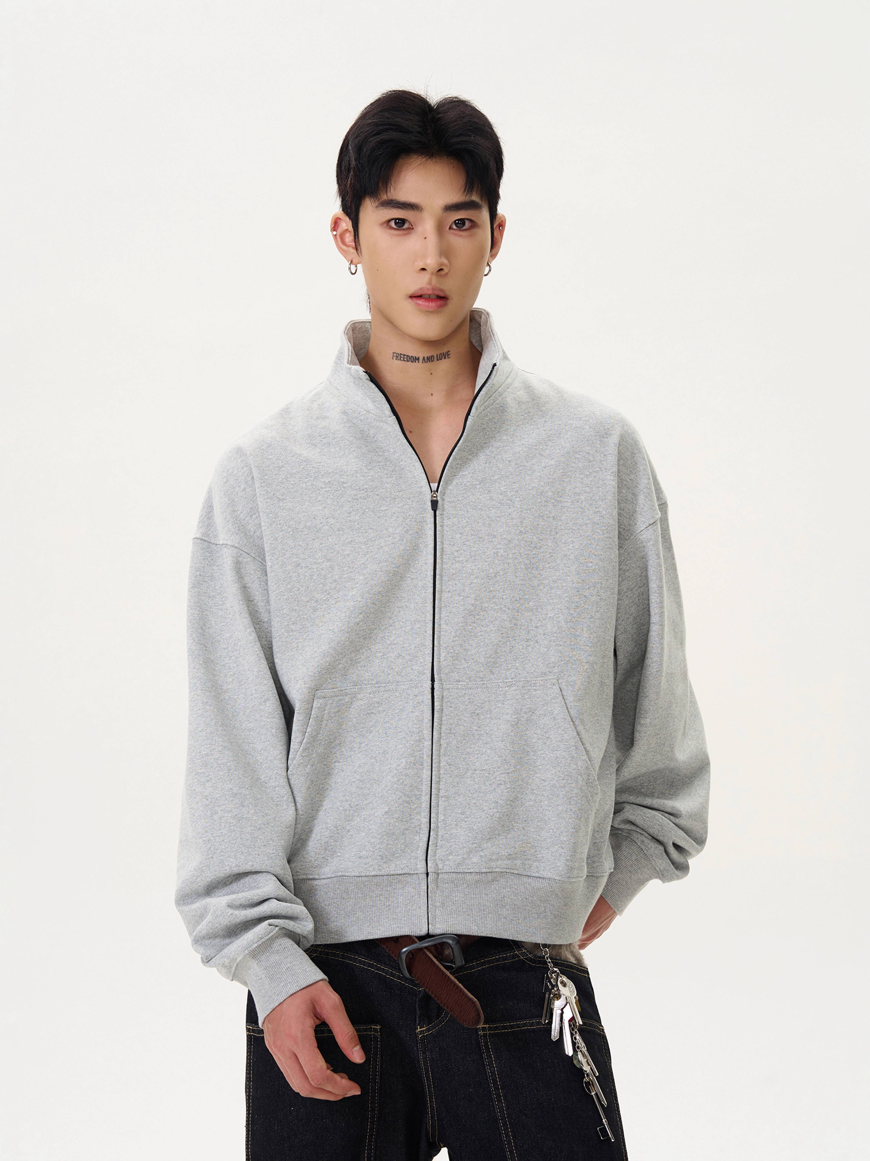 VINTAGE CLEANFIT CARDIGAN HOODIE, UNISEX DG008233