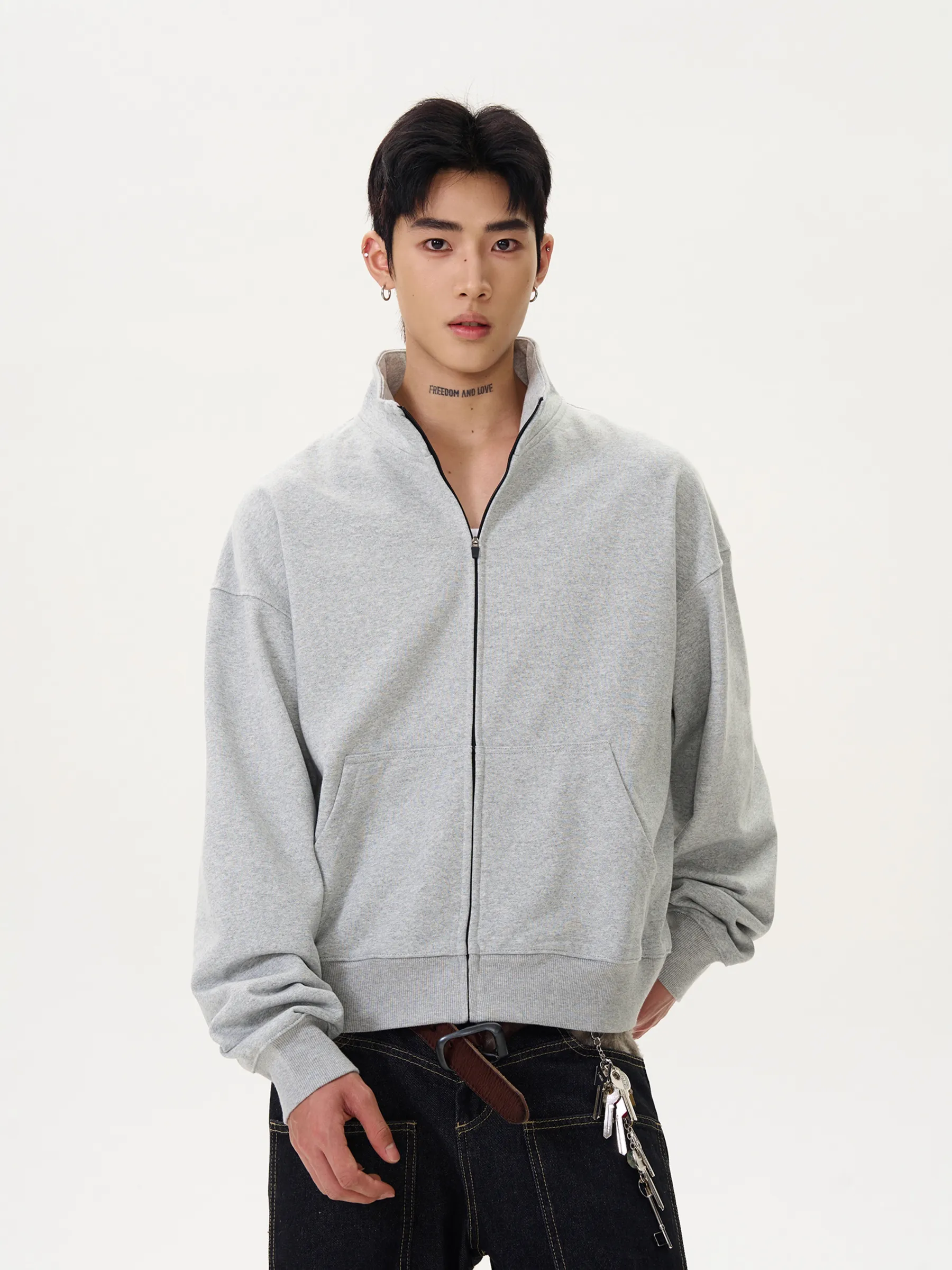 VINTAGE CLEANFIT CARDIGAN HOODIE, UNISEX DG008233