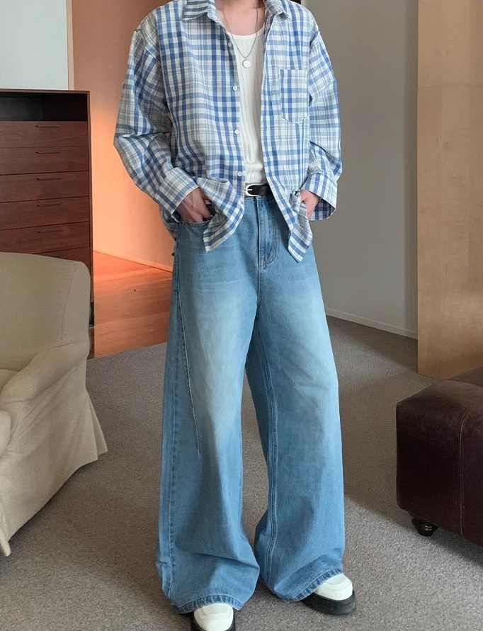 【🔥🛒今だけ限定価格/ 4Color】VINTAGE WASHED DENIM JEANS UNISEX STRAIGHT WIDE-LEG PANTS DG008137