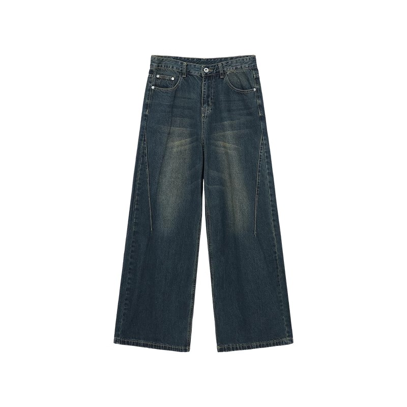 【🔥🛒今だけ限定価格/ 4Color】VINTAGE WASHED DENIM JEANS UNISEX STRAIGHT WIDE-LEG PANTS DG008137