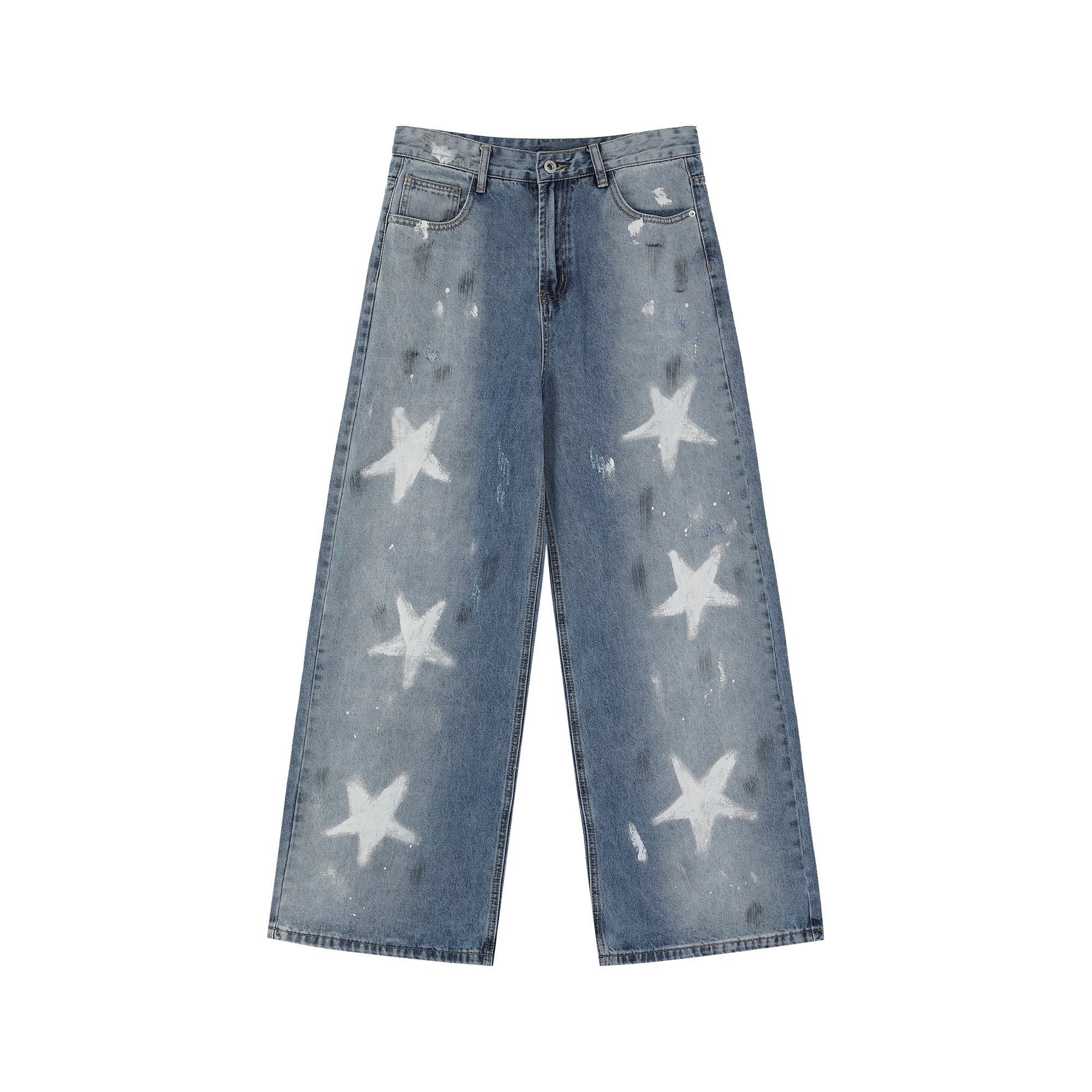 【セレブレーションモデル ✨🌟】ORIGINAL VINTAGE DENIM JEANS: PAINT GRAFFITI STAR STRAIGHT LOOSE DG0081313