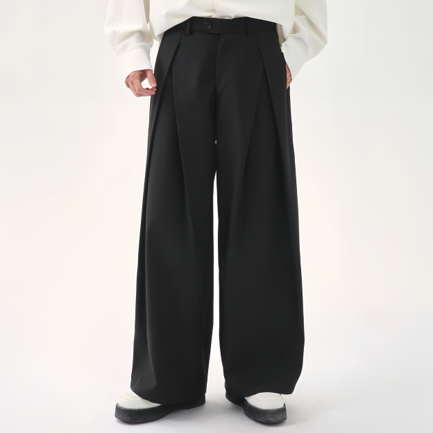 【数量限定価格🔥】CASUAL SOLID DESIGNER PLEATED STRAIGHT TROUSERS DG008142