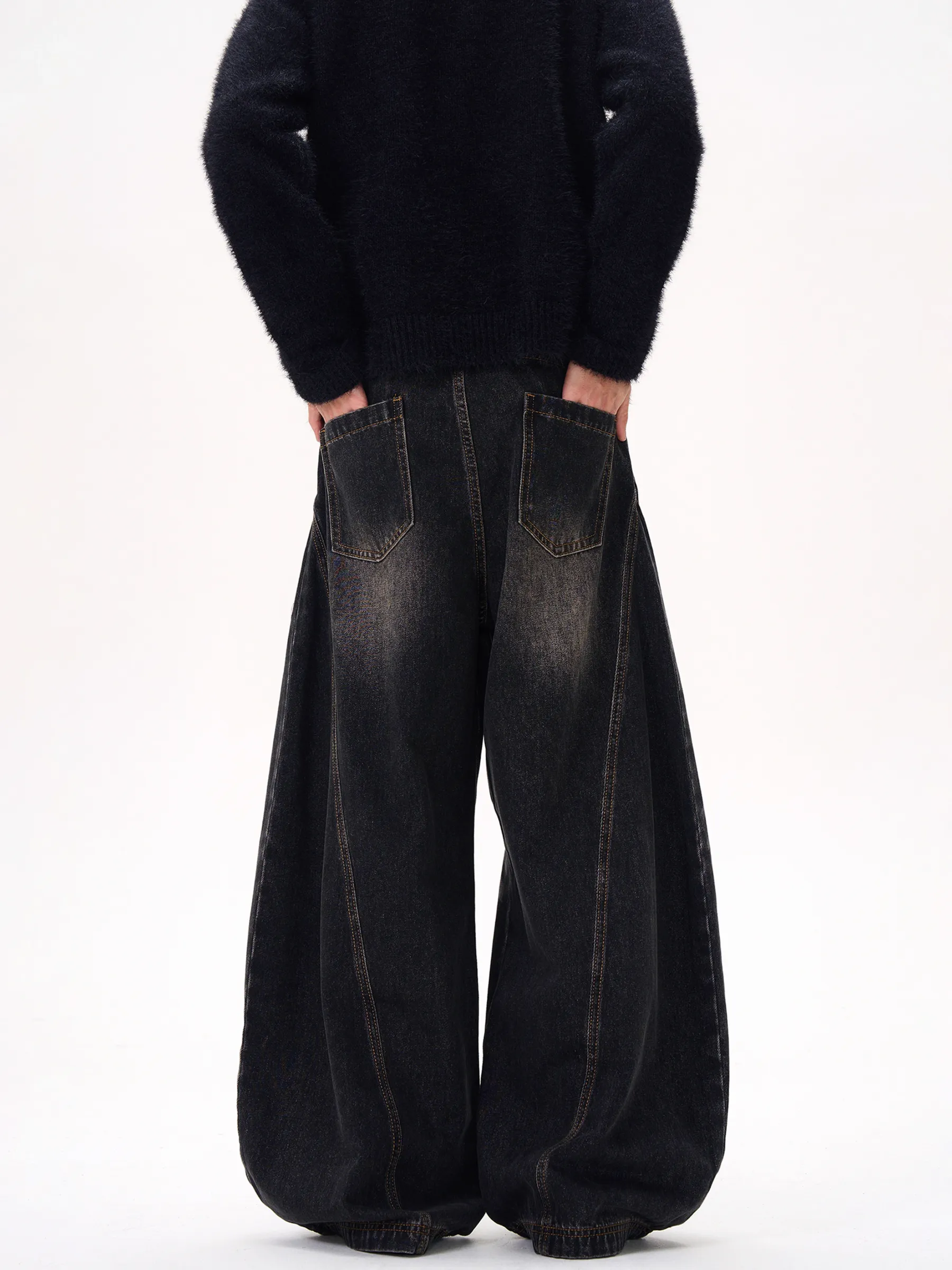 【😎保存数 No.1/UNISEX】 VINTAGE BLACK TAPERED JEANS DG008191