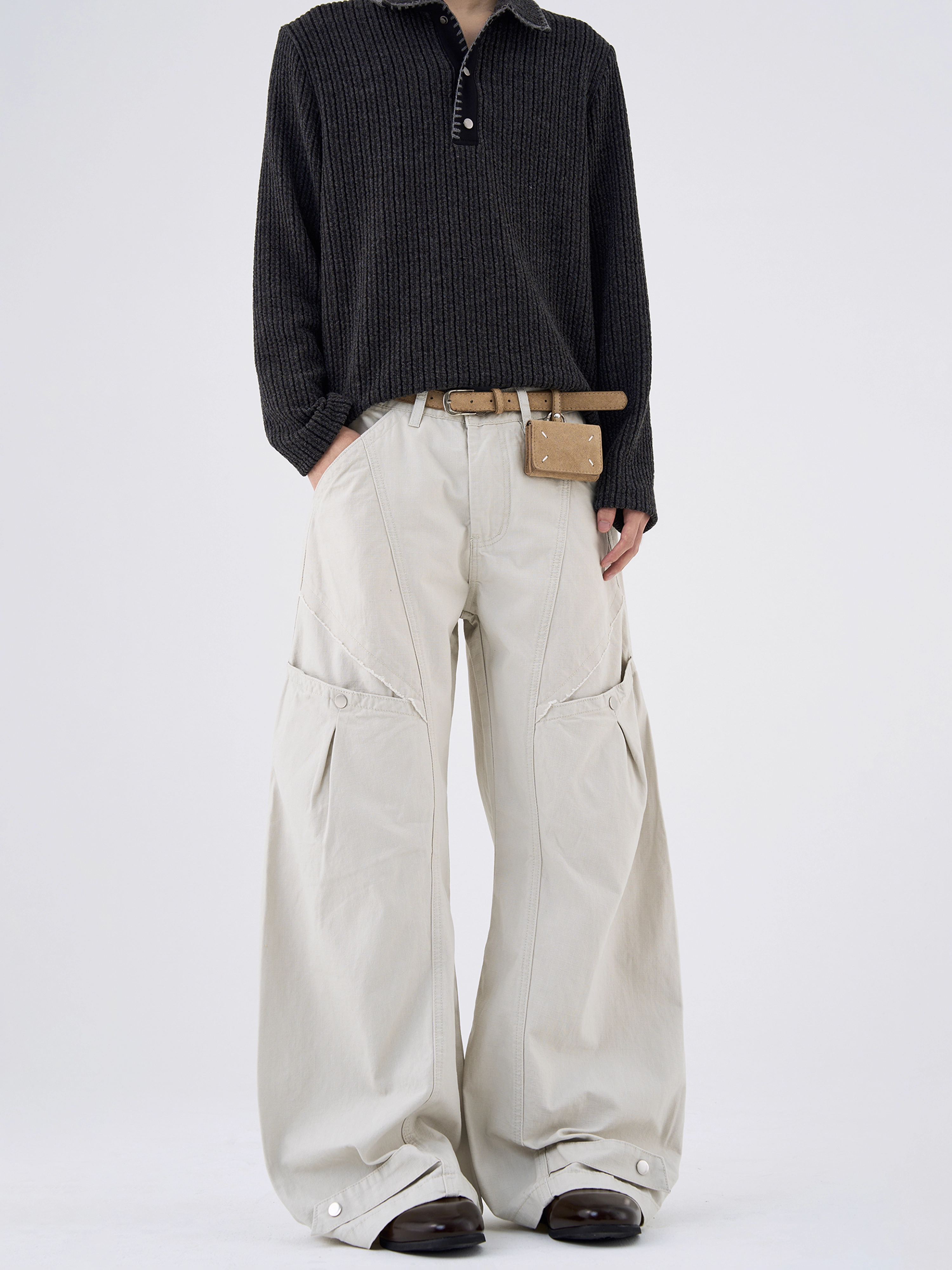 【😎デザイン感】DESIGN-FORWARD STRAIGHT WIDE-LEG CARGO PANTS, UNISEX DG008202