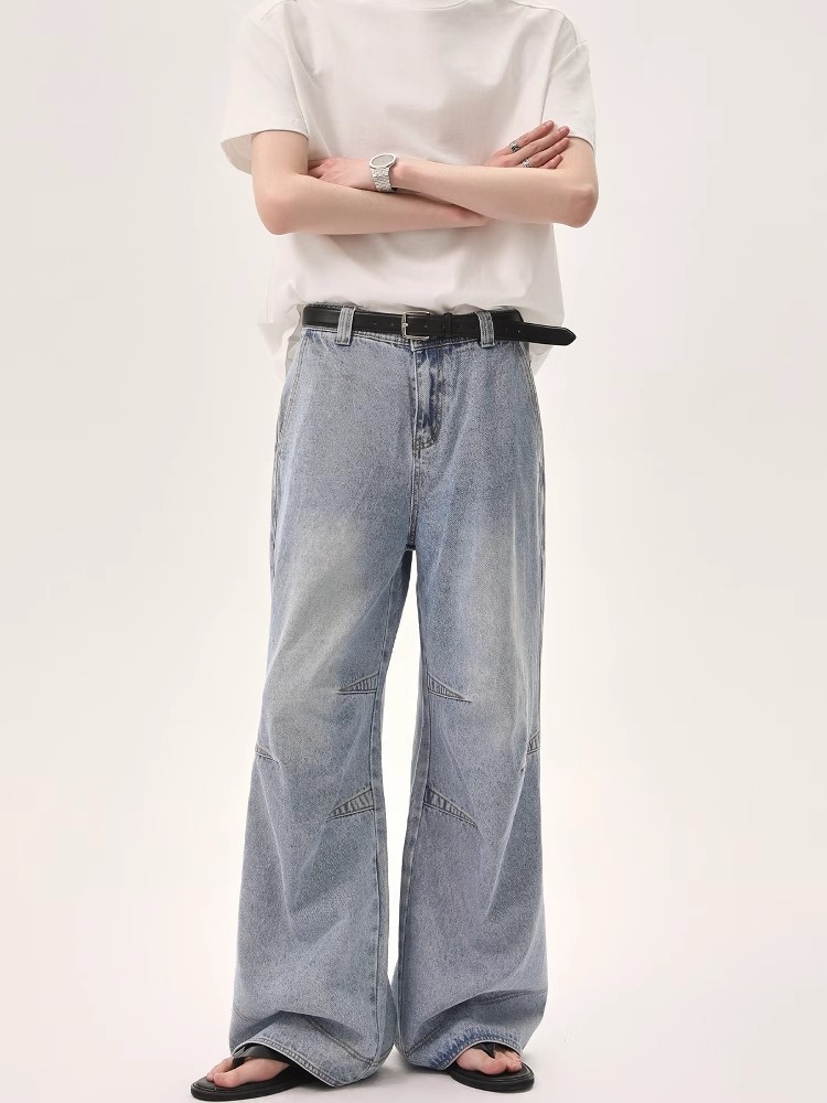 【アンダーグラウンド💥🏷️/ 5Color】UNISEX VINTAGE WASHED DENIM: STRAIGHT & WIDE-LEG PANTS DG008138