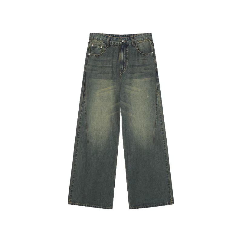 【🔥🛒今だけ限定価格/ 4Color】VINTAGE WASHED DENIM JEANS UNISEX STRAIGHT WIDE-LEG PANTS DG008137