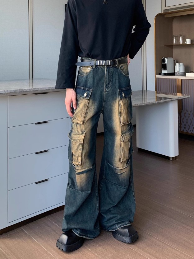 【デザイン感】MULTI-POCKET CARGO JEANS STRAIGHT FIT DG008161