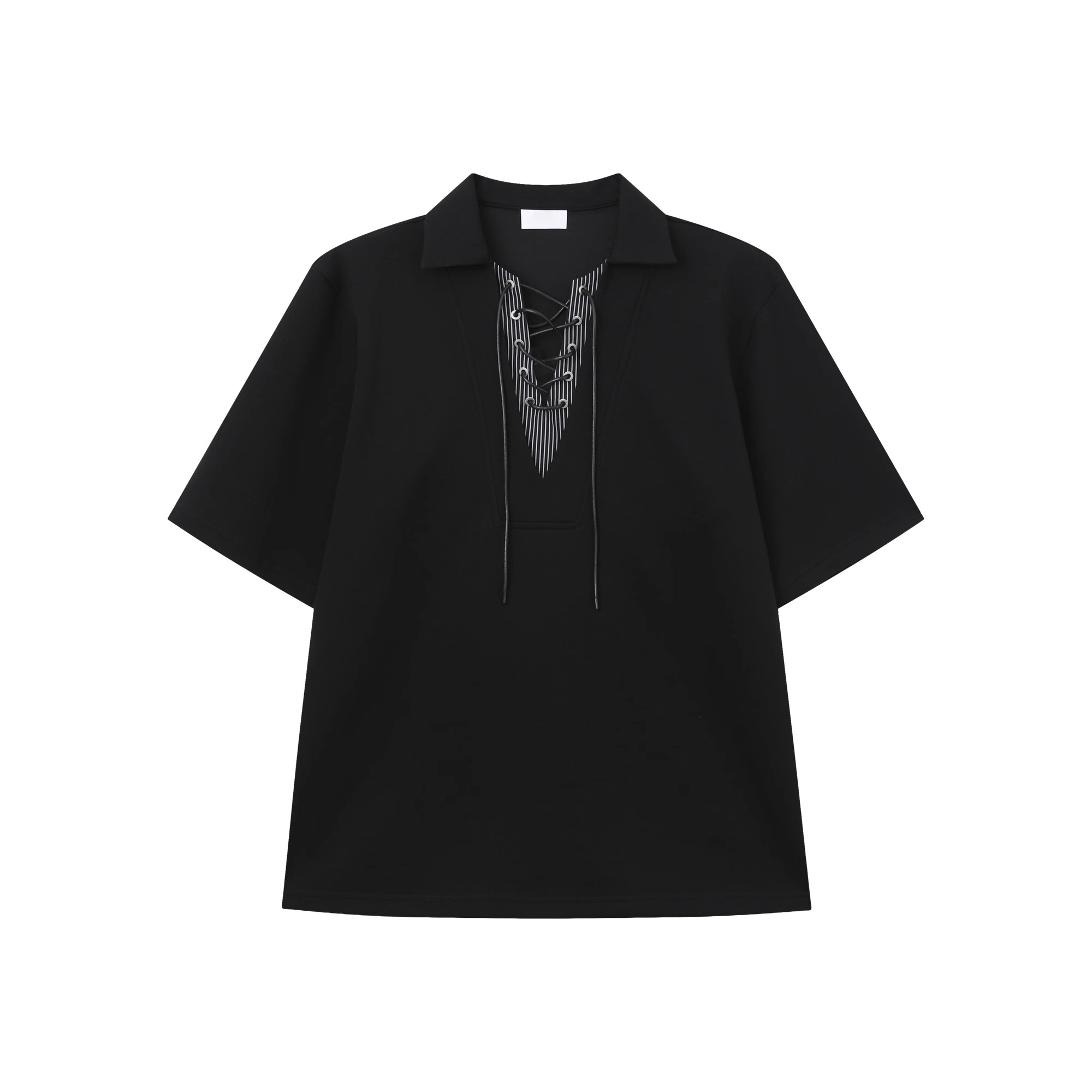 【🔥🛒SNSで話題沸騰中 / 3Color】【COVER:FIT】KOREAN UNIQUE SPLICED TIE V-NECK FAUX TWO-PIECE POLO DG008136